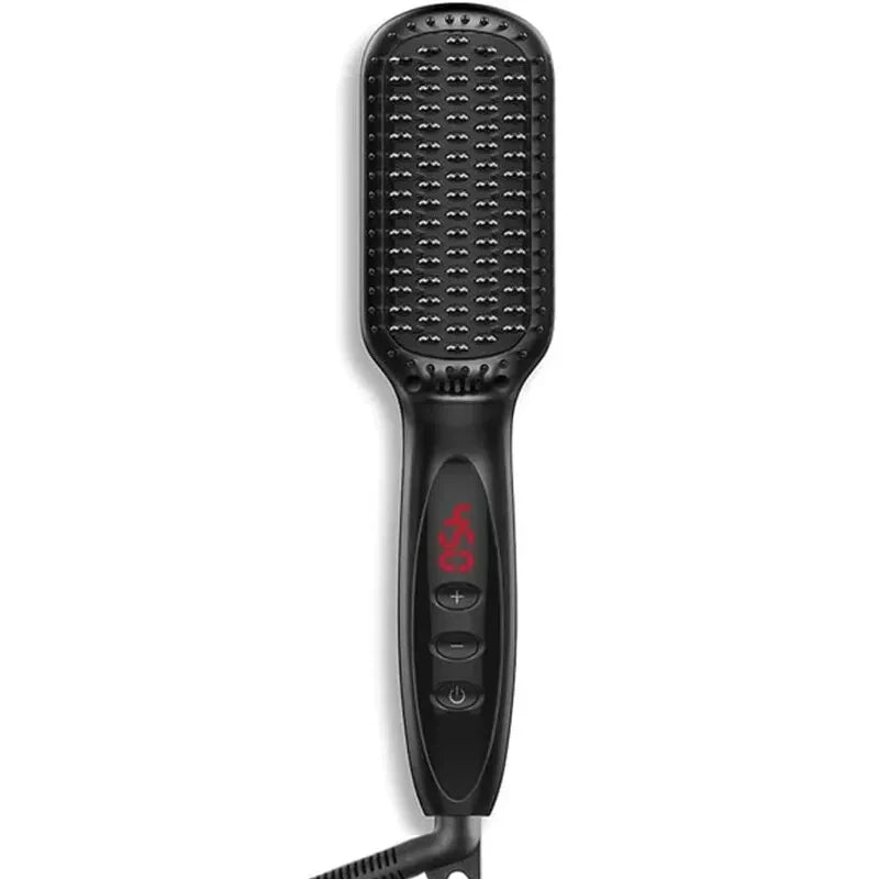 2-in-1 Hair Straightener Brush — Ceramic Heated Styling Comb, Anti-Scald