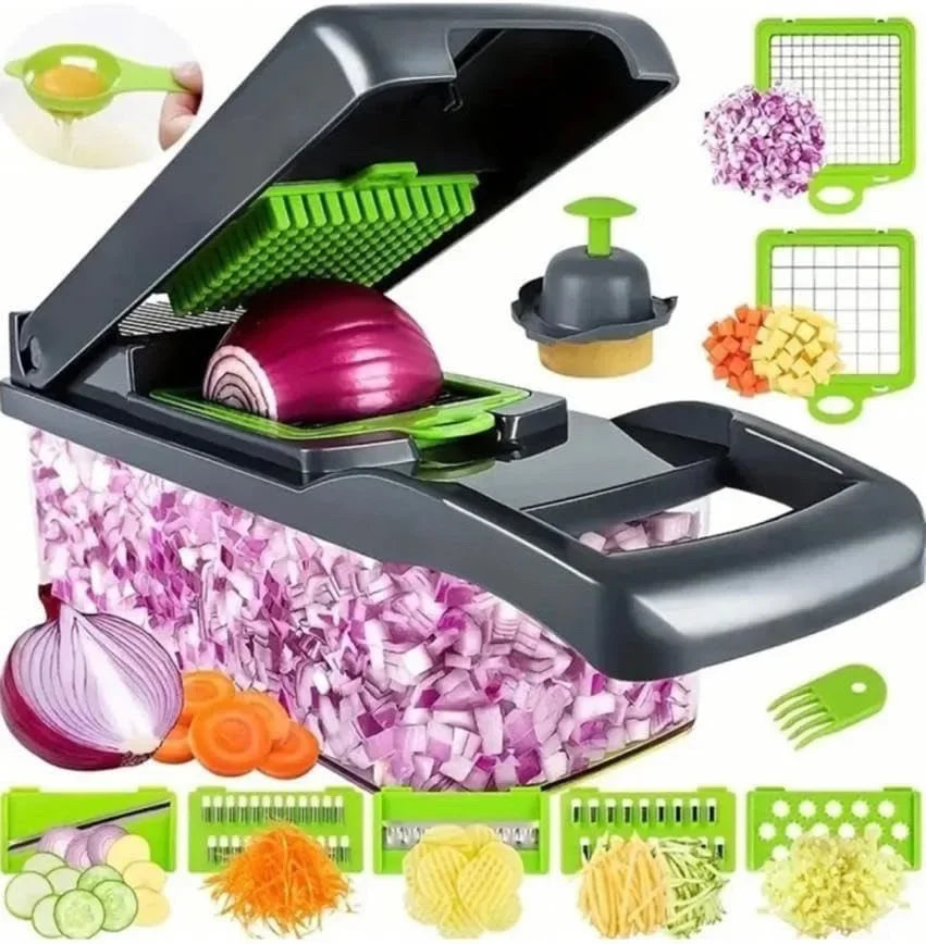 14-in-1 Vegetable Chopper — Slicer, Dicer & Grater with Catch Tray