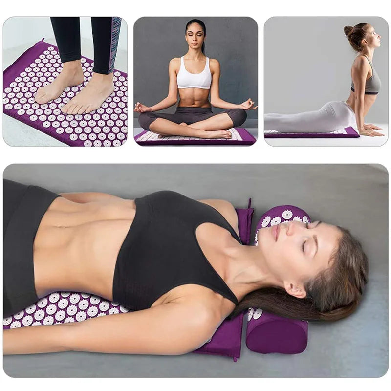 Acupressure Mat & Pillow Set — Back, Neck & Foot Massage Mat for Tension & Recovery