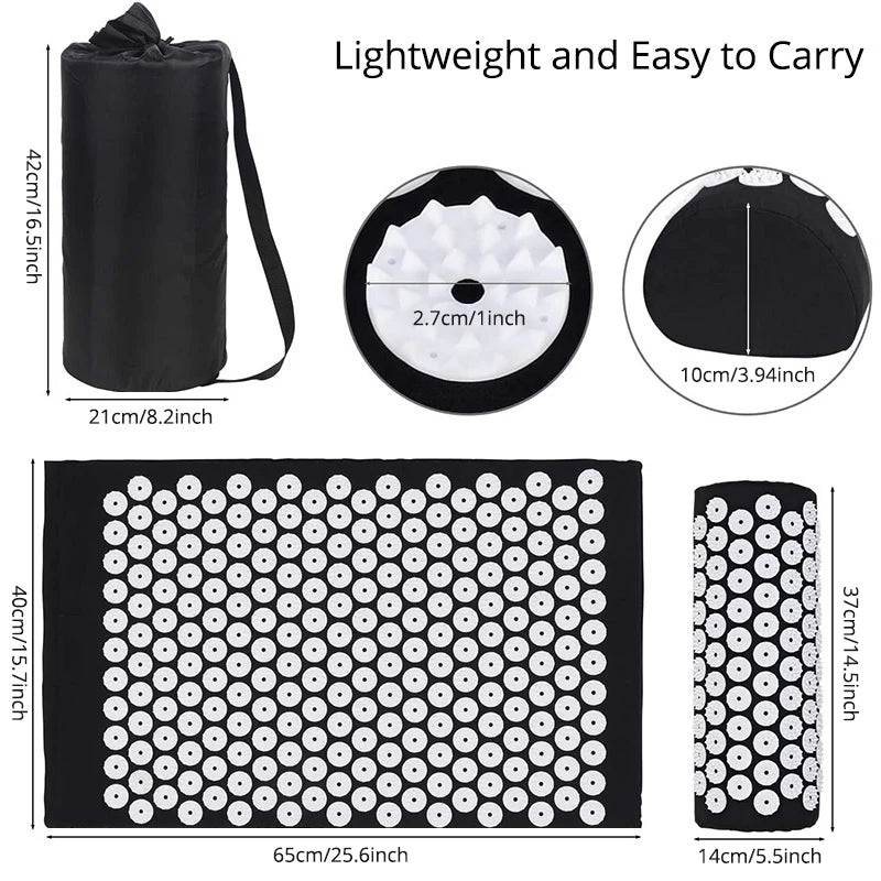 Acupressure Mat & Pillow Set — Back, Neck & Foot Massage Mat for Tension & Recovery