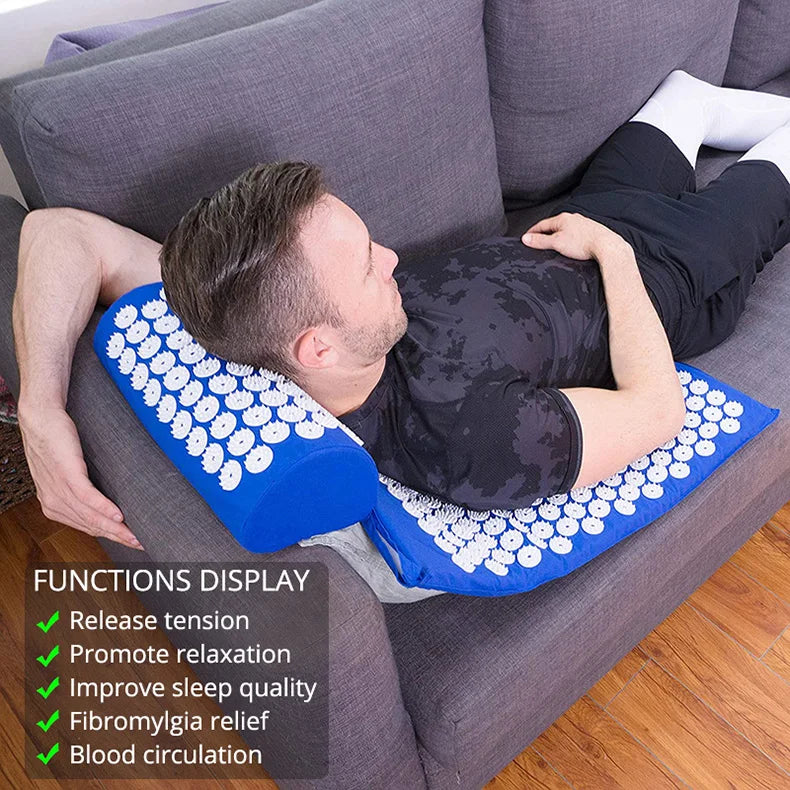 Acupressure Mat & Pillow Set — Back, Neck & Foot Massage Mat for Tension & Recovery