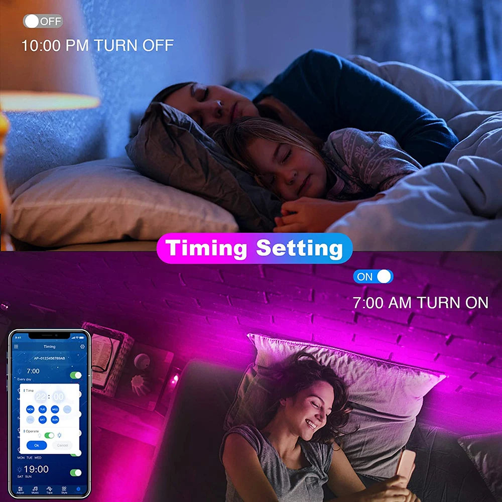 RGB LED Strip Lights — App & Remote Controlled, Music Sync Room Lighting