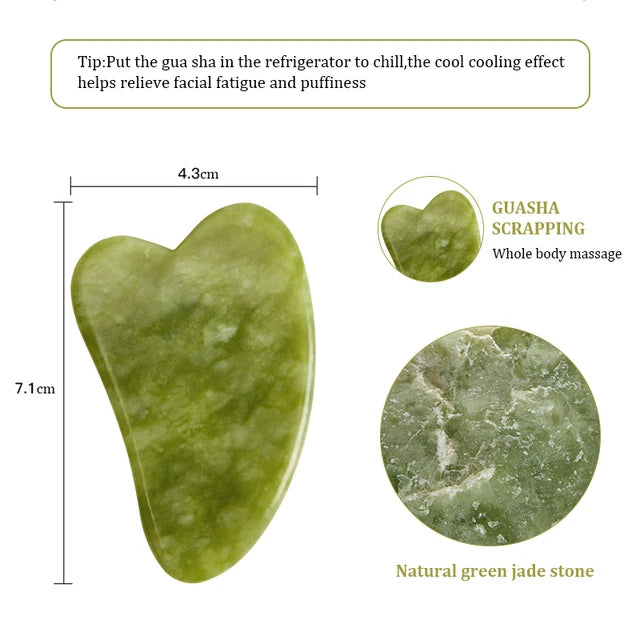 Jade Gua Sha & Roller Set — Facial Massage Tools for Glow & Lift