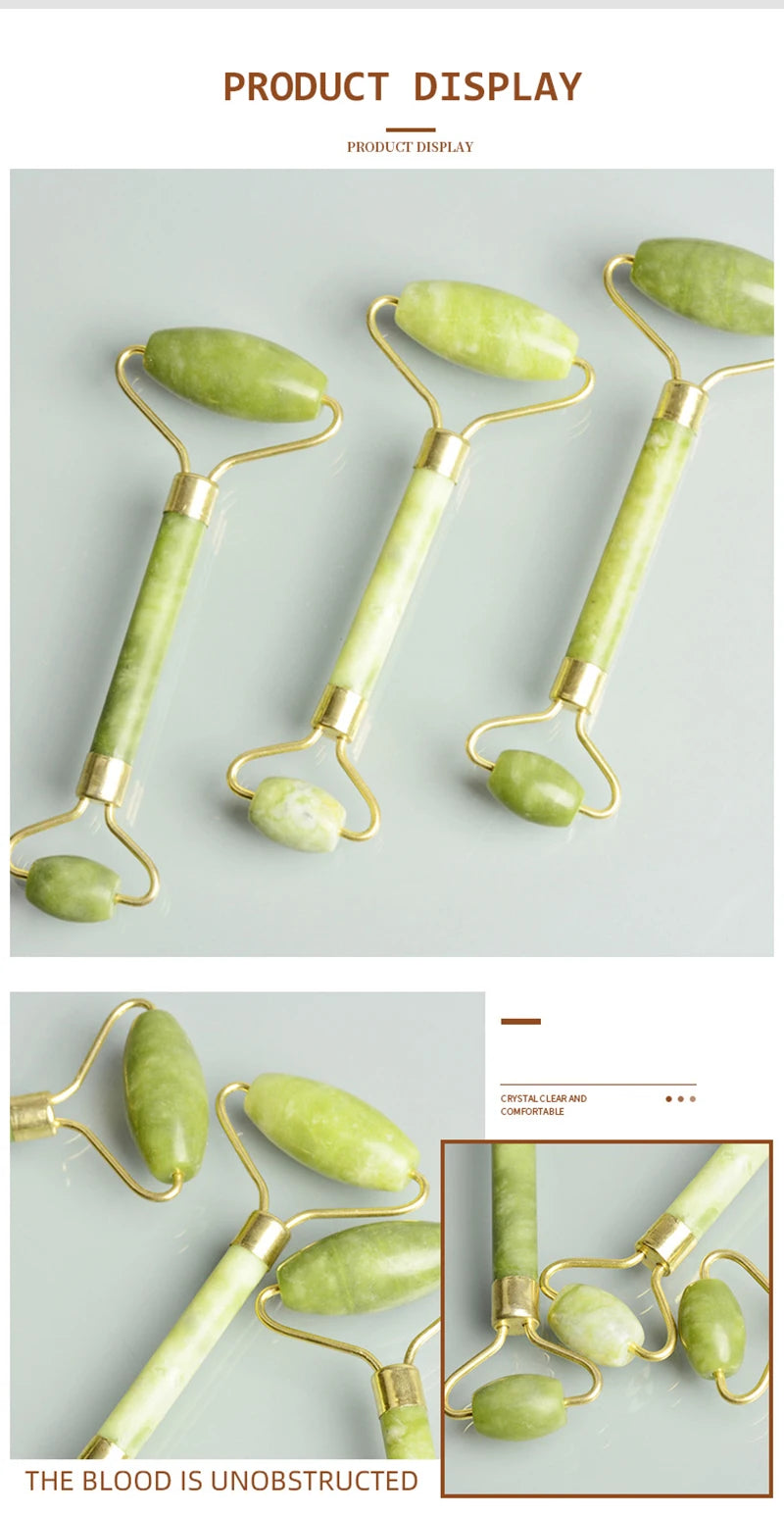 Jade Gua Sha & Roller Set — Facial Massage Tools for Glow & Lift