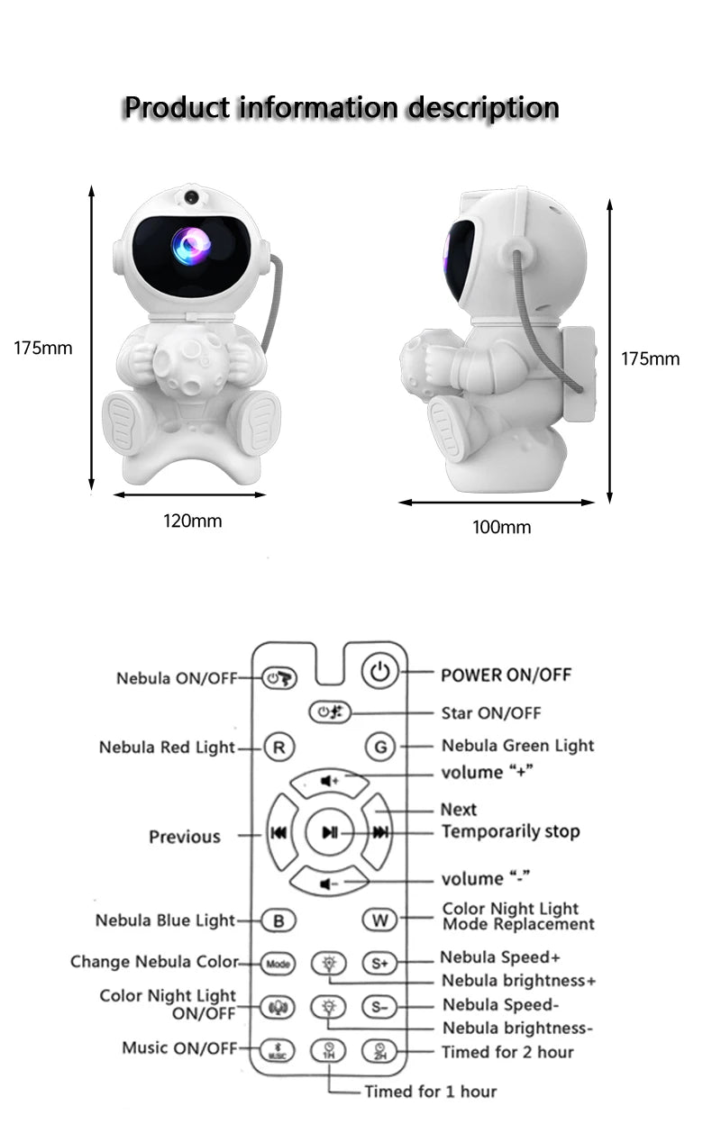Astronaut Galaxy Star Projector — Nebula Night Light for Bedroom