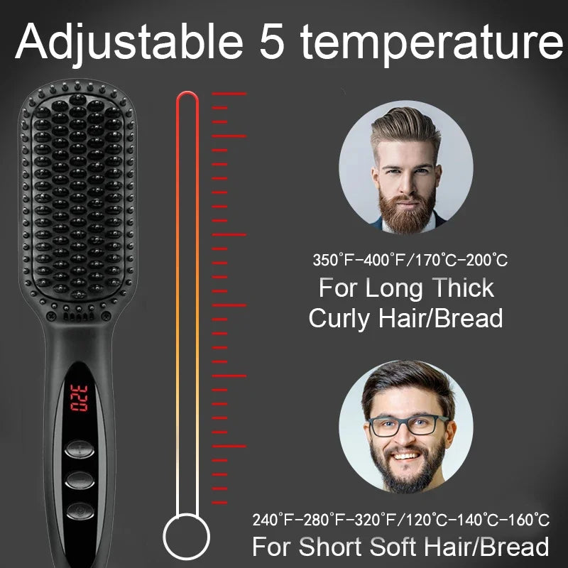 2-in-1 Hair Straightener Brush — Ceramic Heated Styling Comb, Anti-Scald