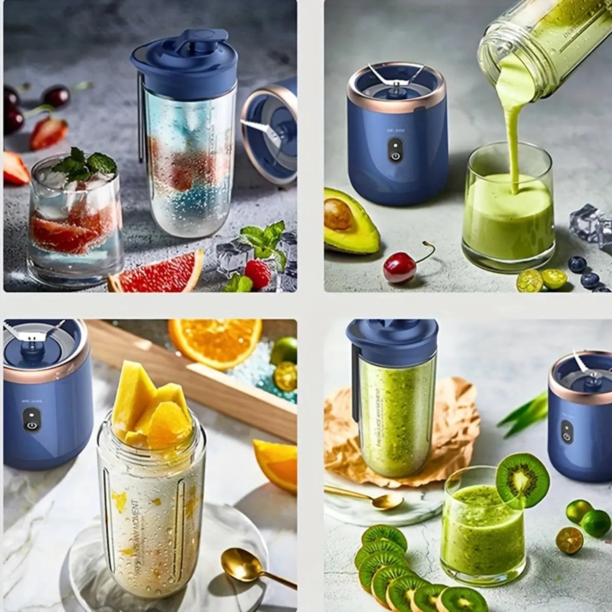 Portable Blender — 6-Blade USB Rechargeable Smoothie Maker (400ml)