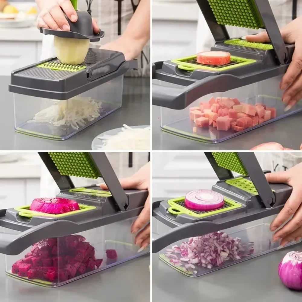 14-in-1 Vegetable Chopper — Slicer, Dicer & Grater with Catch Tray