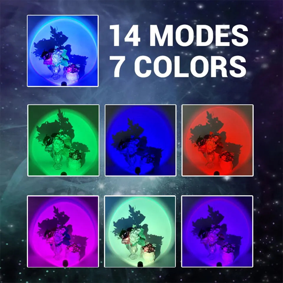 RGB Sunset Lamp — 16-Color LED Projection Light with Remote