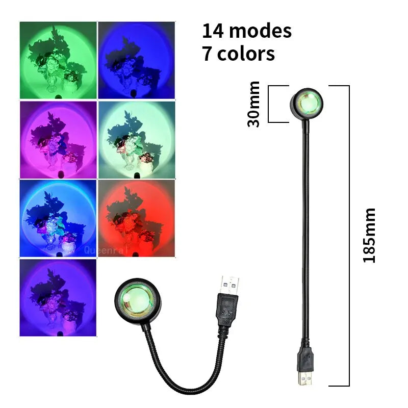 RGB Sunset Lamp — 16-Color LED Projection Light with Remote