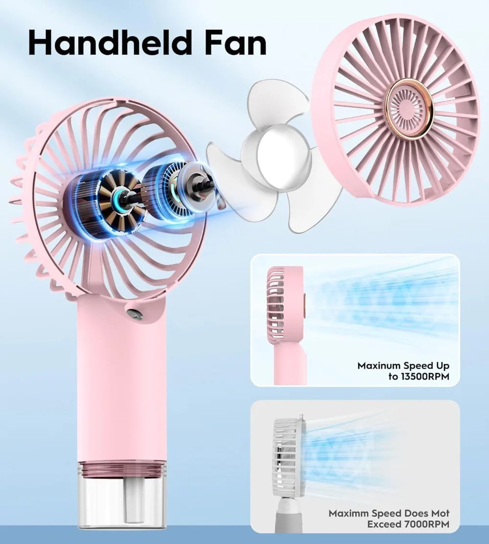 MistBreeze Portable Misting Fan — Handheld Personal Cooler with Cooling Mist Spray