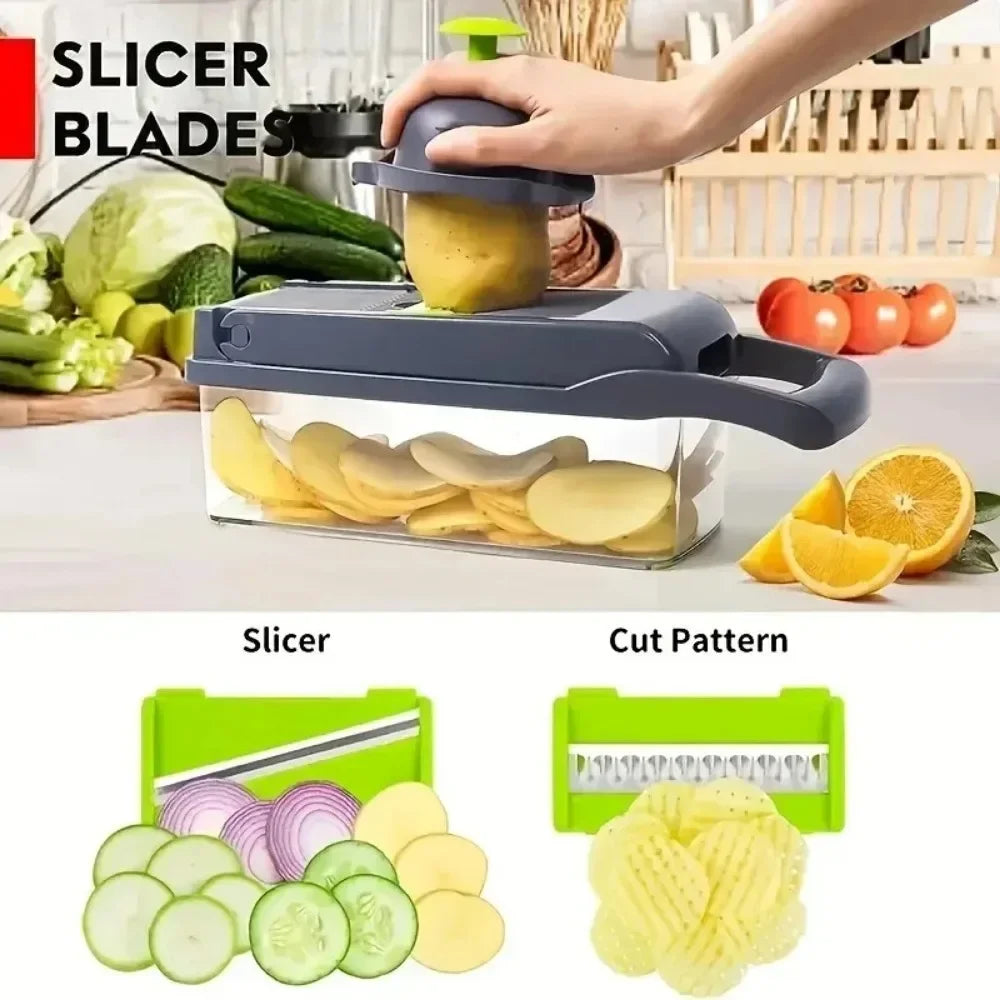 14-in-1 Vegetable Chopper — Slicer, Dicer & Grater with Catch Tray