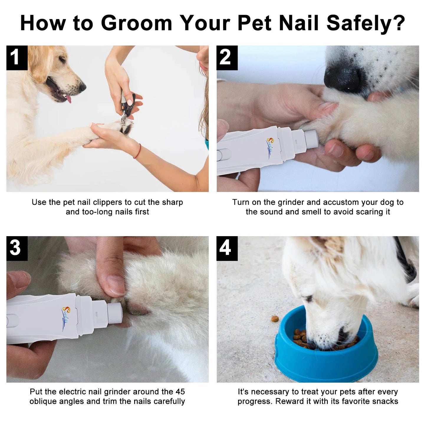 Quiet Dog Nail Grinder — Painless Rechargeable Pet Paw Trimmer