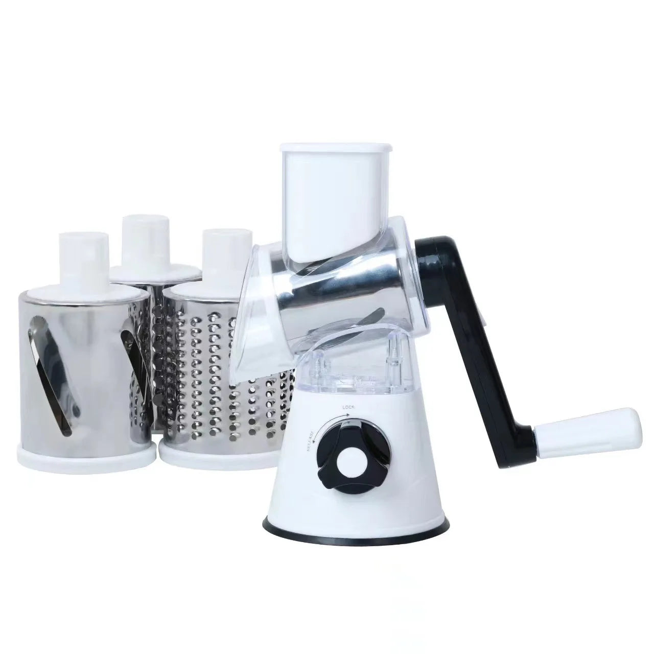 Rotary Vegetable Slicer & Cheese Grater — 3 Stainless Steel Drums