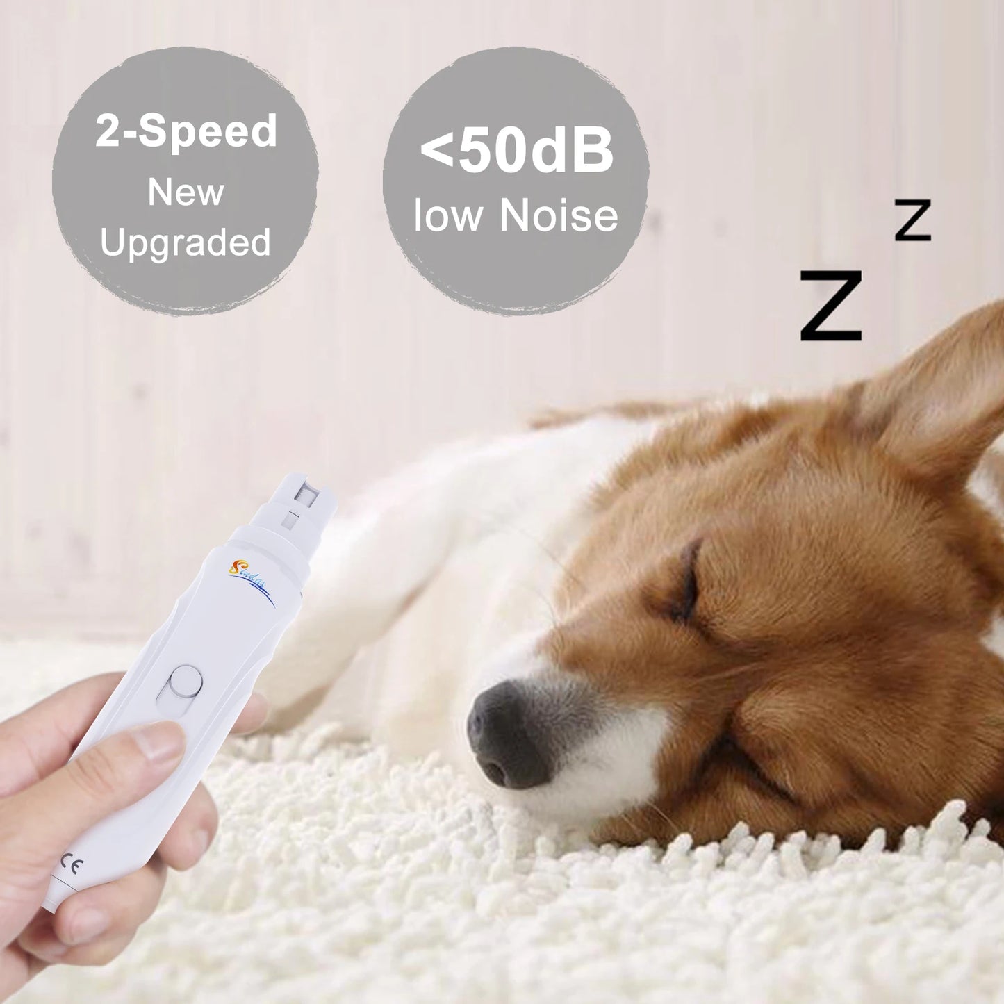 Quiet Dog Nail Grinder — Painless Rechargeable Pet Paw Trimmer