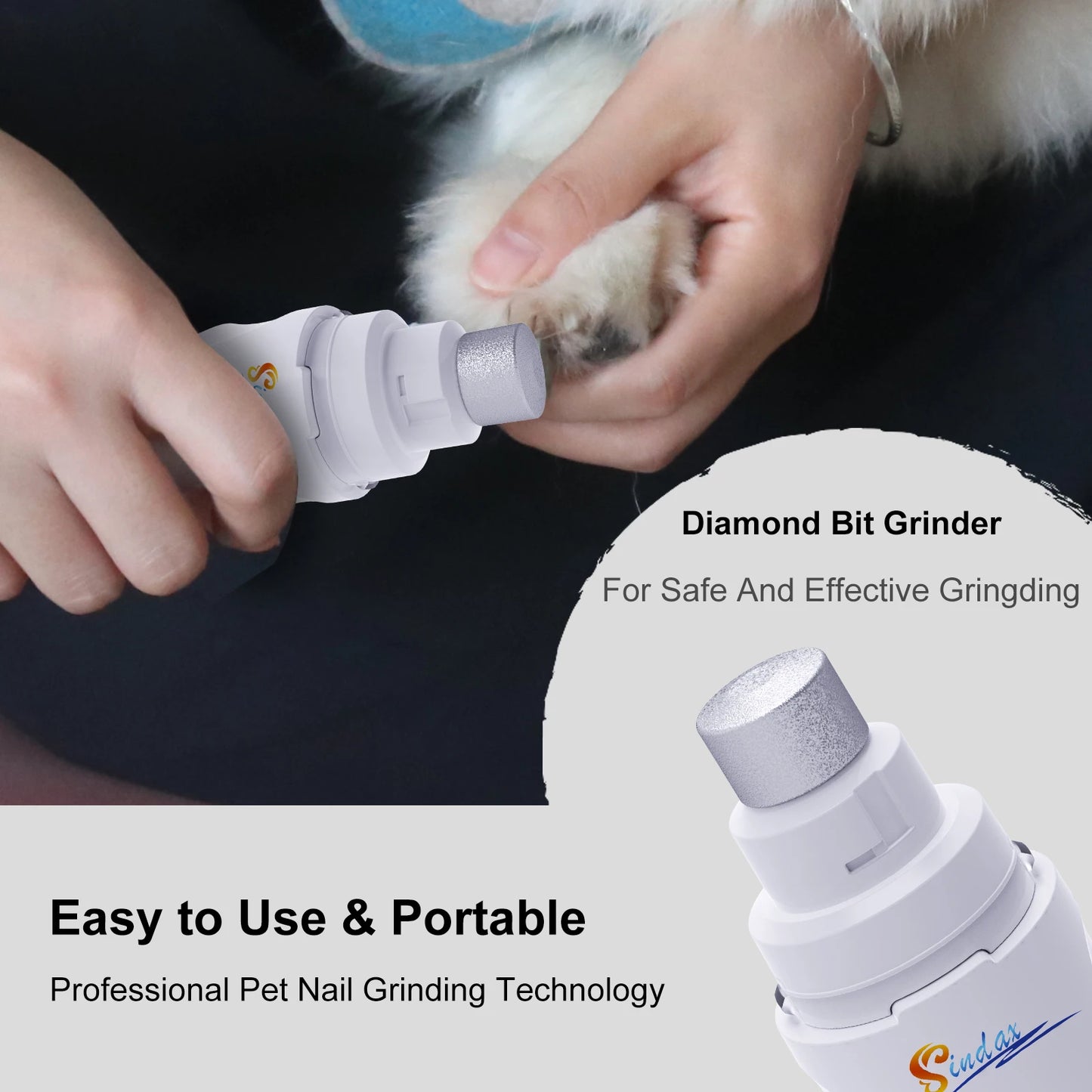 Quiet Dog Nail Grinder — Painless Rechargeable Pet Paw Trimmer