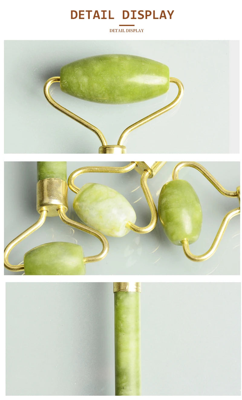 Jade Gua Sha & Roller Set — Facial Massage Tools for Glow & Lift