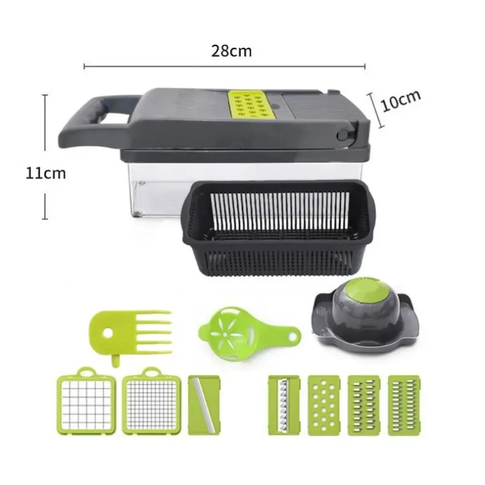14-in-1 Vegetable Chopper — Slicer, Dicer & Grater with Catch Tray