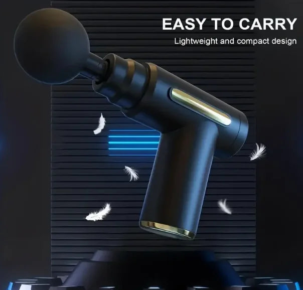 Lightweight compact FrostDrop percussion massage gun, easy to carry for travel and on-the-go muscle recovery