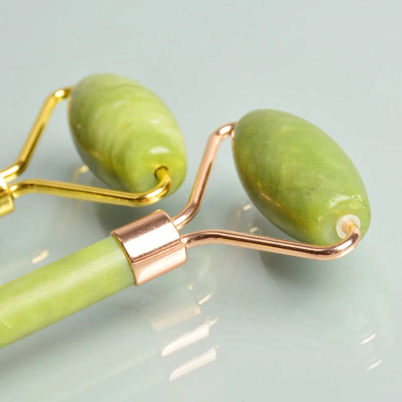 Jade Gua Sha & Roller Set — Facial Massage Tools for Glow & Lift