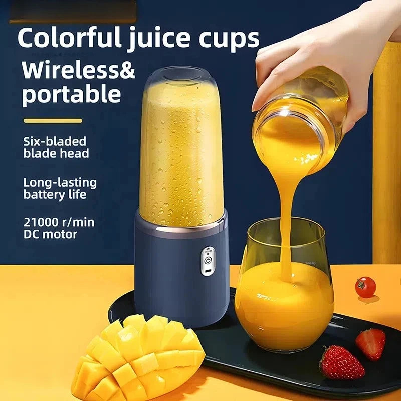 Portable Blender — 6-Blade USB Rechargeable Smoothie Maker (400ml)