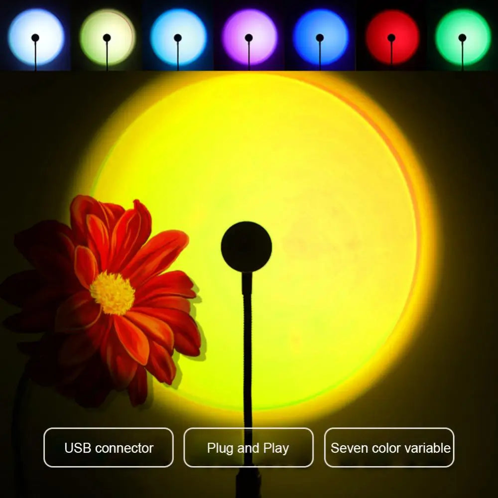 RGB Sunset Lamp — 16-Color LED Projection Light with Remote