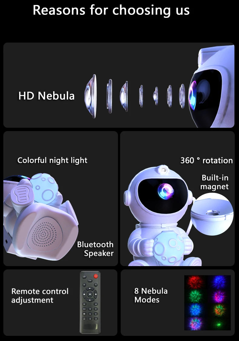 Astronaut Galaxy Star Projector — Nebula Night Light for Bedroom