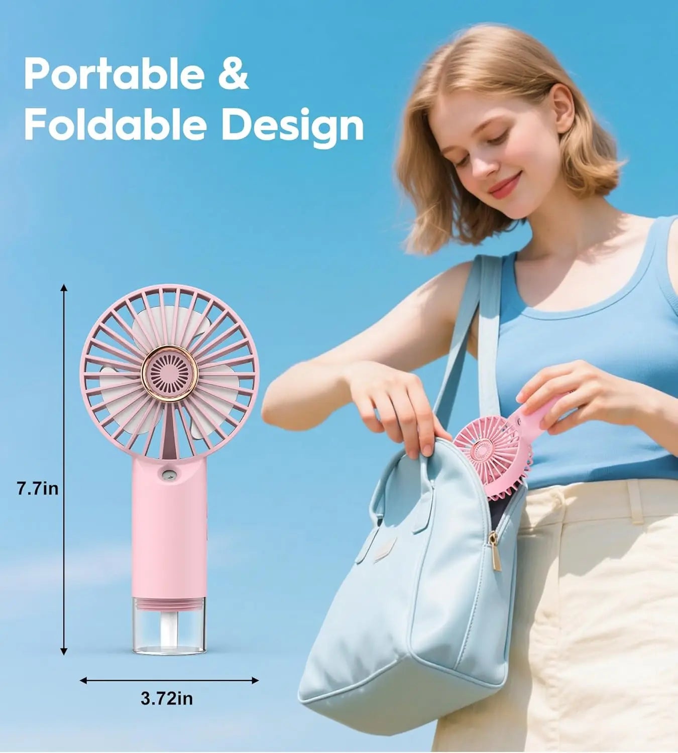 MistBreeze Portable Misting Fan — Handheld Personal Cooler with Cooling Mist Spray