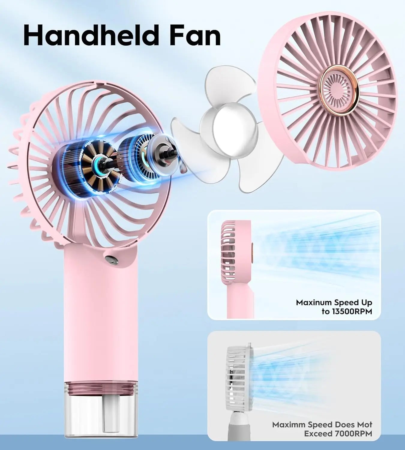 MistBreeze Portable Misting Fan — Handheld Personal Cooler with Cooling Mist Spray