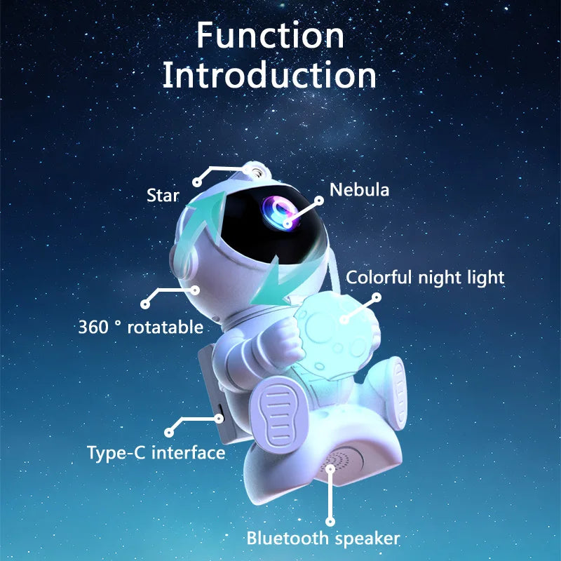 Astronaut Galaxy Star Projector — Nebula Night Light for Bedroom