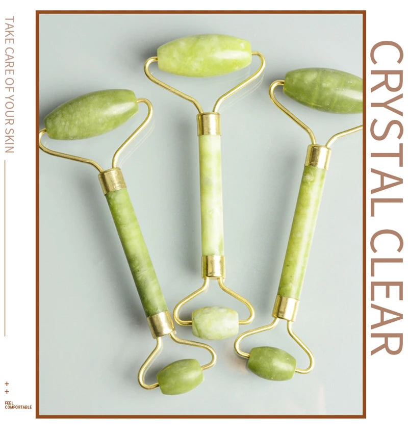 Jade Gua Sha & Roller Set — Facial Massage Tools for Glow & Lift