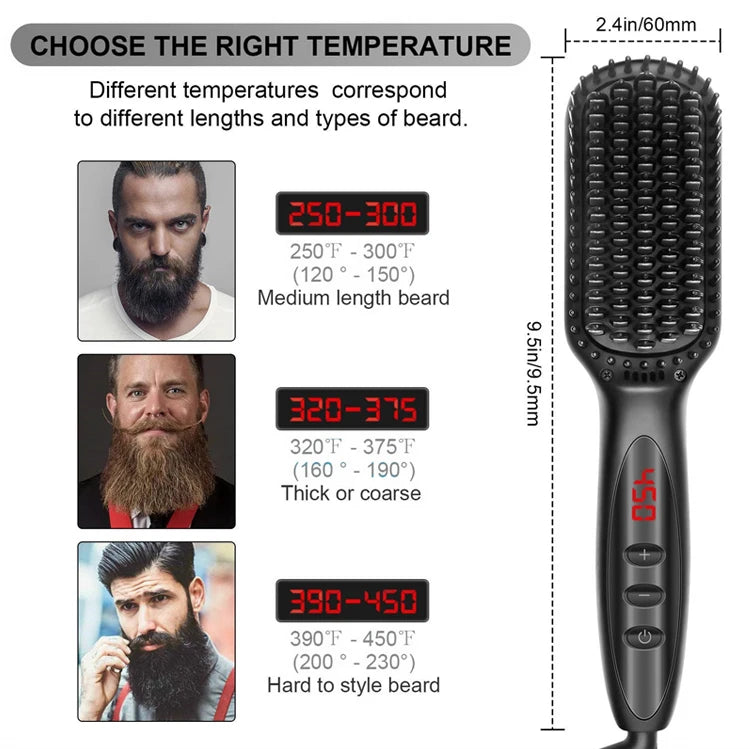 2-in-1 Hair Straightener Brush — Ceramic Heated Styling Comb, Anti-Scald